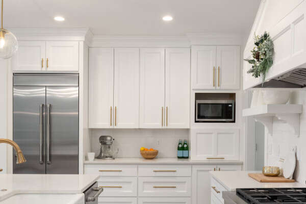 kitchen cabinets with gold handles