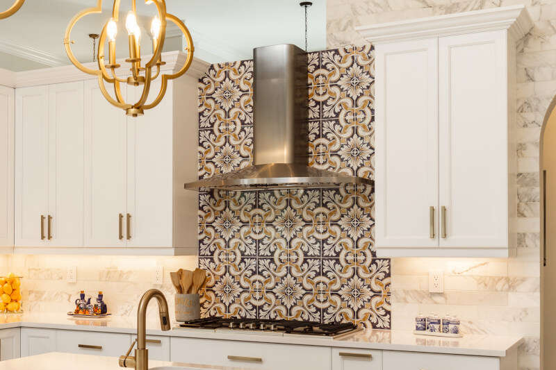 decorative tile backsplash and hood