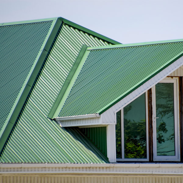 Top of building with green metal roof